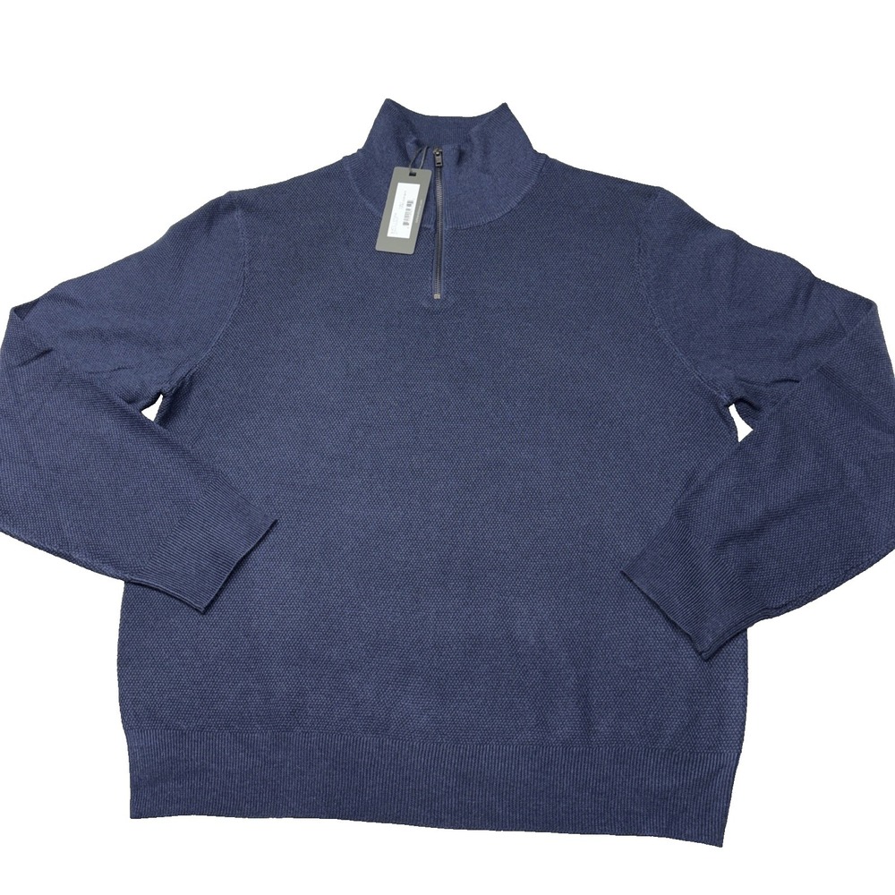 Slate & Stone Men's Size Med Navy Blue Long Sleeve 1/4 Zip Cotton Sweatshirt NWT